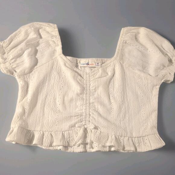 Sugar & Jade White Cropped Blouse Girl's Size XXL 14-16 - Picture 2 of 6